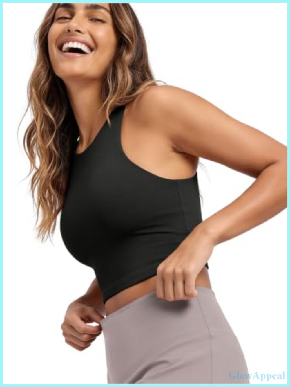 Double Layer High Neck Crop Tank Sleeveless Casual Yoga Cropped Top